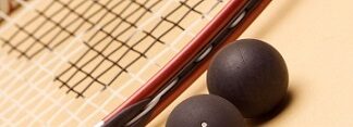 squash racket and balls